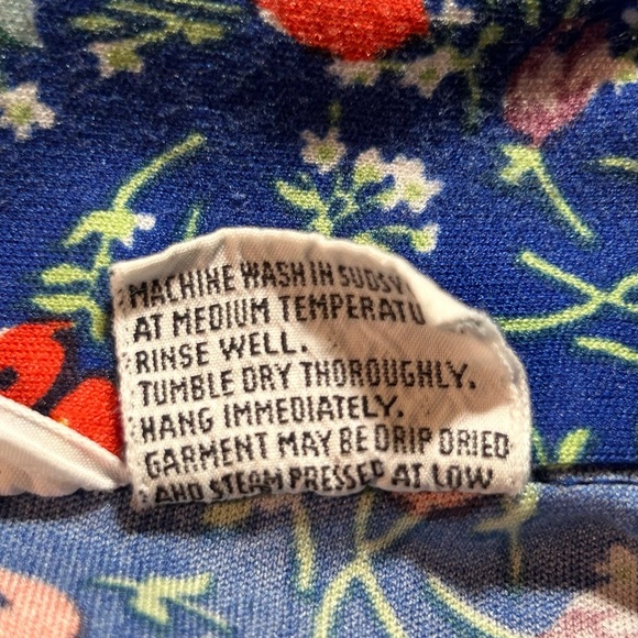 Vintage Andrew St. John Top Blouse Blue Floral Short Waisted Women's XL - Picture 8 of 9